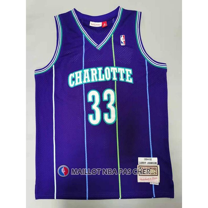 Maillot Charlotte Hornets Alonzo Mourning NO 33 Mitchell & Ness Volet